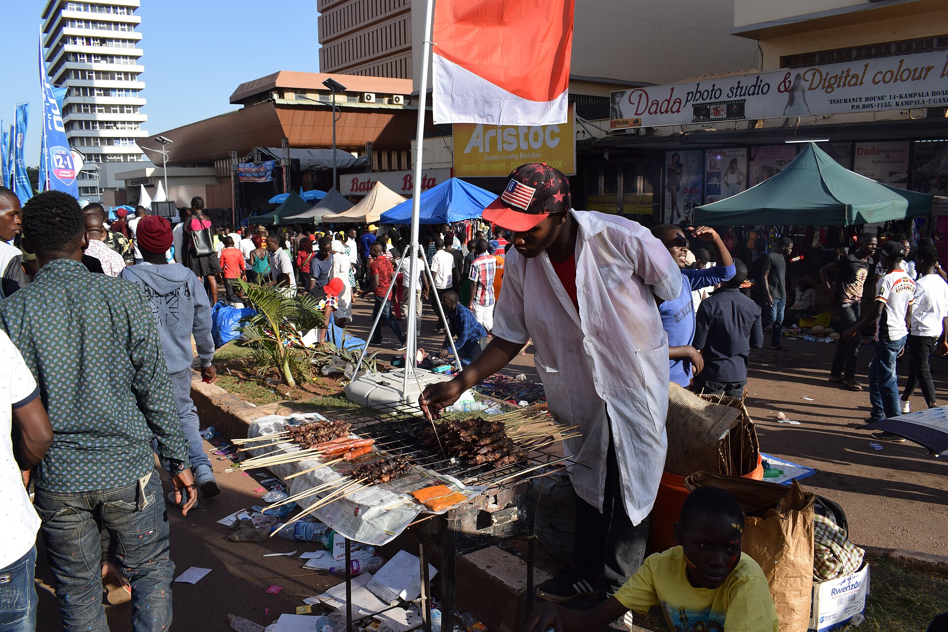 A spread of Kenyan dishes including nyama choma